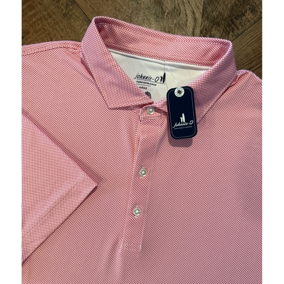 Johnnie-O Performance Polo Shirt Mens XL XLarge Chippy Dahlia Golf NWT Red White - Picture 1 of 9